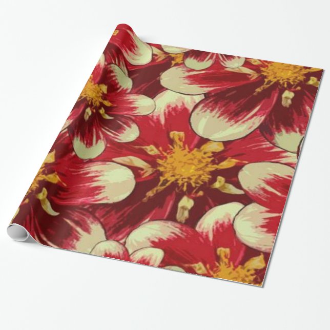 Papel de embrulho brilhante, floral (Desenrolado)