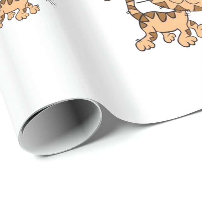 Papel de embrulho brilhante gato guarda-chuvas ver (Ponta do rolo)