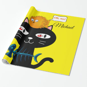 Papel de embrulho brilhante, Gato preto Espinhas d