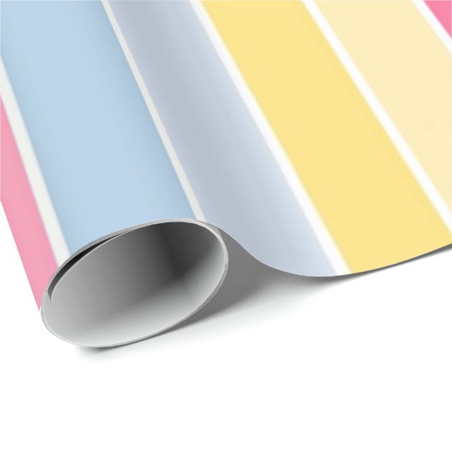 Papel de embrulho brilhante listra pastel (Ponta do rolo)