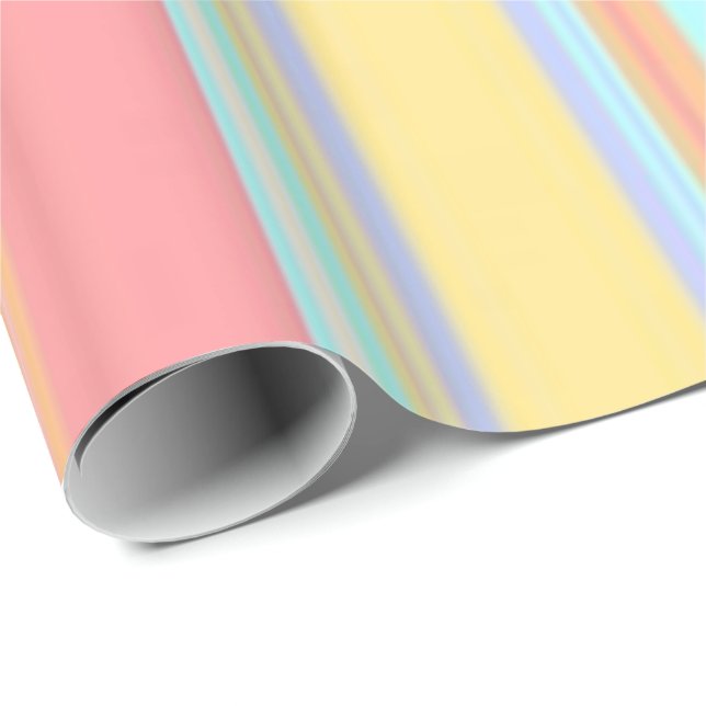 Papel de embrulho brilhante listra pastel (Ponta do rolo)