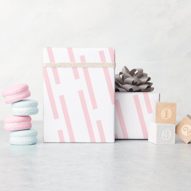 Papel de embrulho brilhante listra rosa e branco (Chá de bebê)