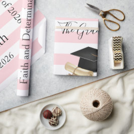 Papel de embrulho brilhante listra rosa Graduado 2