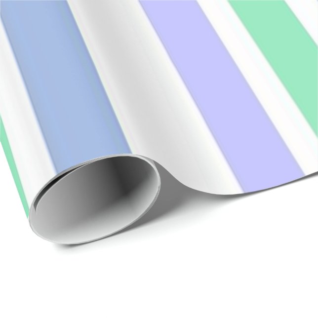 Papel de embrulho brilhante listra verde roxo (Ponta do rolo)