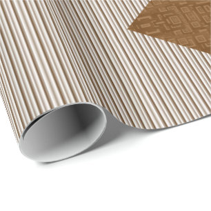 Papel de embrulho brilhante listras marrons flores