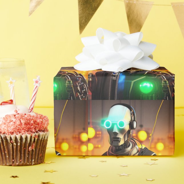 Papel de embrulho brilhante Robot 2 (Festa de aniversário)