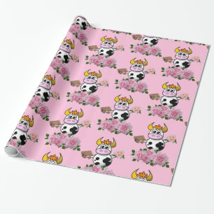 Papel de embrulho brilhante, rosas cor-de-rosa vac