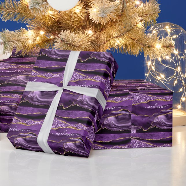 Papel de Embrulho Brilho Dourado Roxo Adicionar No (Feriados)