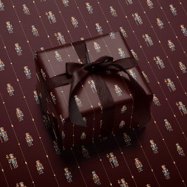 Papel de embrulho burgundy clássico de quebra-noze