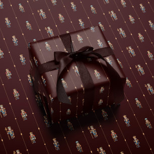 Papel de embrulho burgundy clássico de quebra-noze