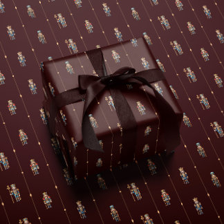 Papel de embrulho burgundy clássico de quebra-noze