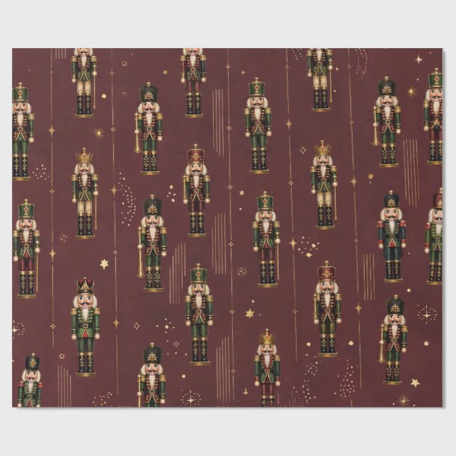 Papel de embrulho Burgundy Nutcracker (Aberto)