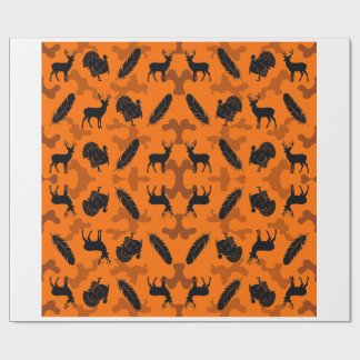 Papel de embrulho camuflado laranja intenso para c
