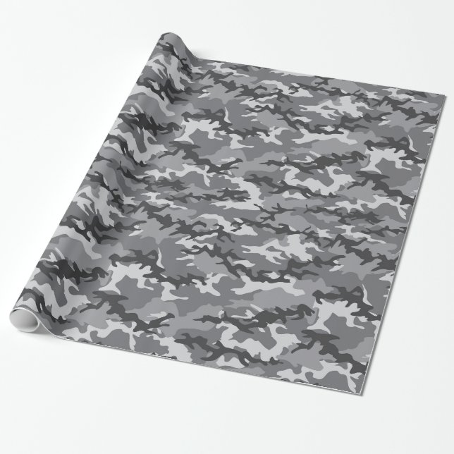 Papel de embrulho Camuflagem Cinza (Desenrolado)