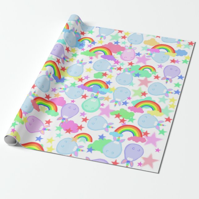 Papel De Embrulho Cartoon Fofo De Arco-Íris E Unic (Desenrolado)