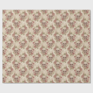 Papel de embrulho Caveira e Rosa Gótica Vitoriana