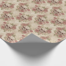 Papel de embrulho Caveira e Rosa Gótica Vitoriana
