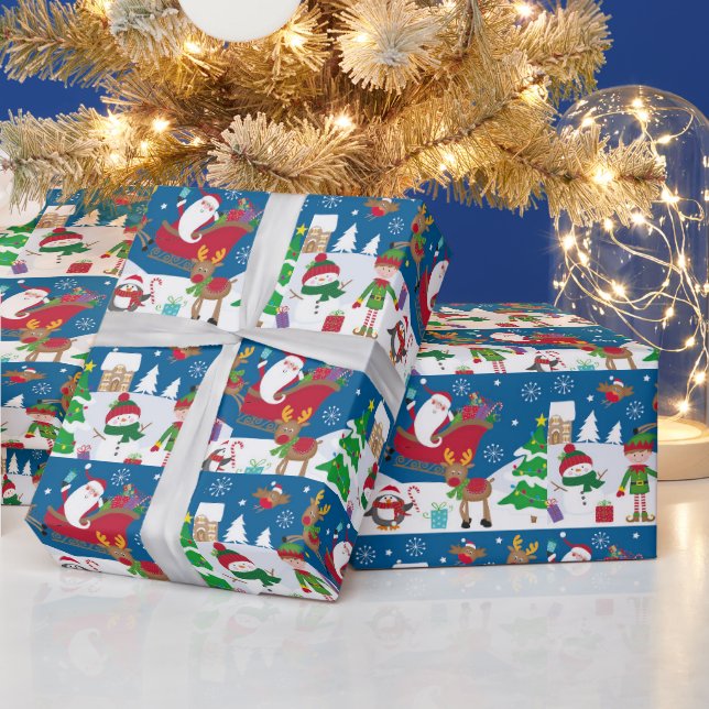 Papel de embrulho Cena de neve de Natal (Feriados)