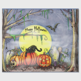Papel de embrulho Cena do Cemitério Feliz Hallowee