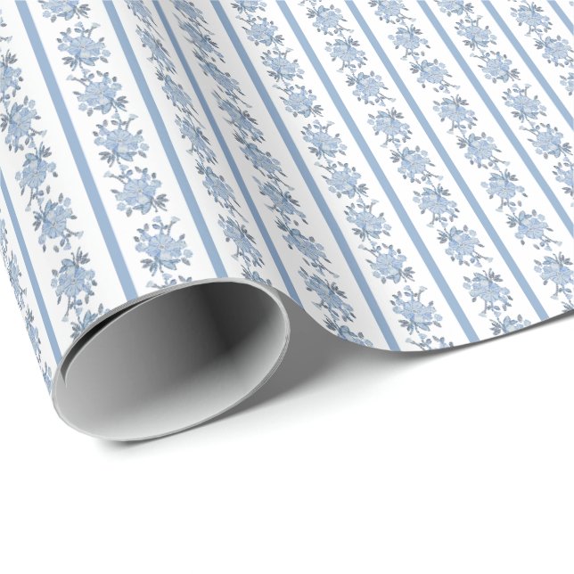 Papel de embrulho Chintz (azul claro) (Ponta do rolo)