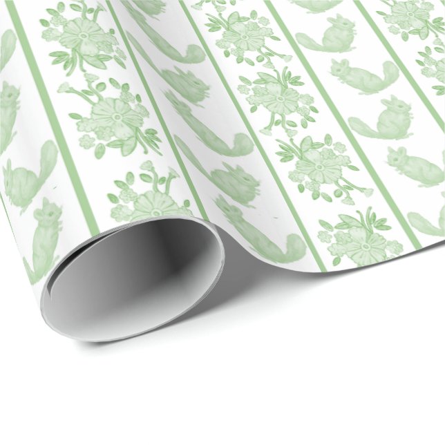 Papel de embrulho Chintzy Chinchilla (Verde)  (Ponta do rolo)