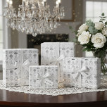 Papel de embrulho chique "Recém-casados"<br><div class="desc">Prepare-se para impressionar o casal feliz com um papel de embrulho tão especial quanto o dia deles. Este papel requintado apresenta um padrão limpo e desenhado à mão com símbolos atemporais de casamento - desde o vestido da noiva e o terno do noivo até o bolo de casamento e os...</div>