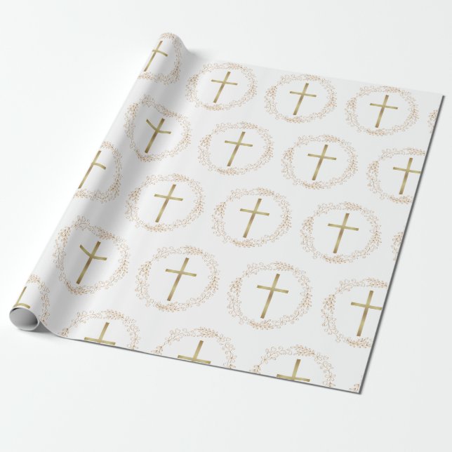 Papel de embrulho ChristianCross com grinalda dour (Desenrolado)