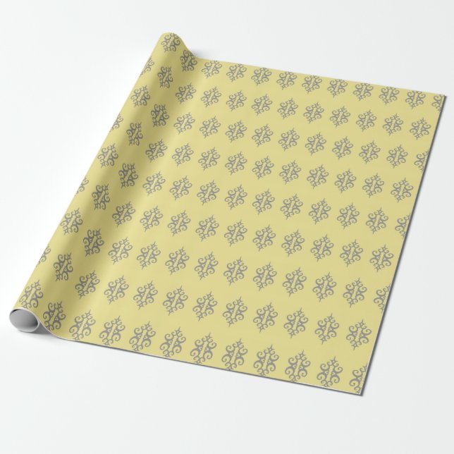 Papel de embrulho cinza amarelo elegante (Desenrolado)