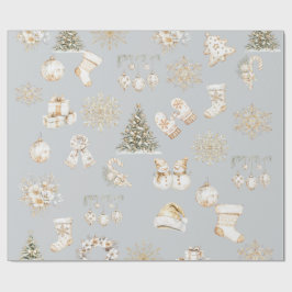 Papel de embrulho cinza dourado de Natal