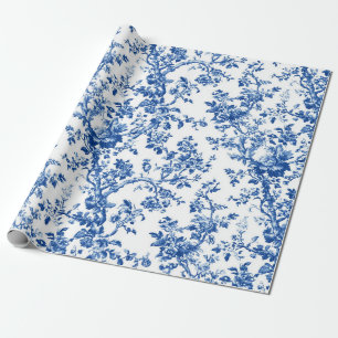 Papel de embrulho clássico azul com estampa floral
