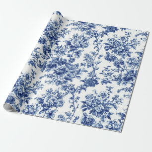 Papel de embrulho clássico azul jardim botânico To