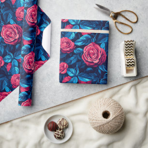 Papel de embrulho clássico com flor de rosa radian