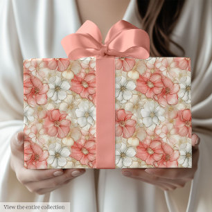 Papel de embrulho clássico rosa poeirento e dourad