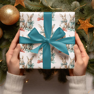 Papel de embrulho Coelhos de Natal com Laços