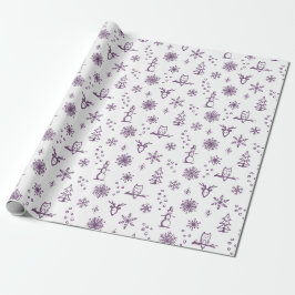 Papel de embrulho Coisas de Inverno - Neve + Ameix