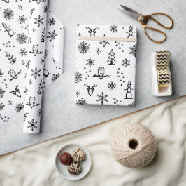 Papel de embrulho Coisas de Inverno - Neve + Carvã