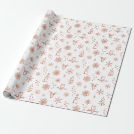 Papel de embrulho Coisas de Inverno - Neve + Coral