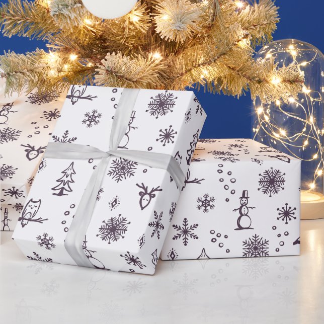 Papel de embrulho Coisas de Inverno - Neve + Figo (Feriados)