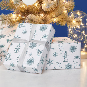 Papel de embrulho Coisas de Inverno - Neve + Pavão
