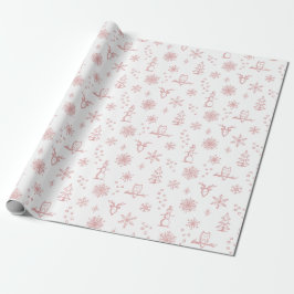 Papel de embrulho Coisas de Inverno - Neve + Rosa