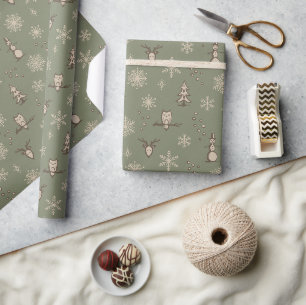 Papel de embrulho Coisas de Inverno - Sage, Terra,