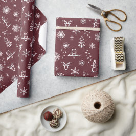 Papel de embrulho Coisas de Inverno - Vinho + Neve