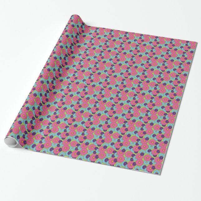 Papel de embrulho Colorido de Margaridas (Desenrolado)