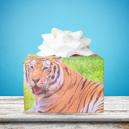 Papel de embrulho colorido do tigre siberiano dive