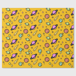 Papel de embrulho Colorido Espaço Doodle