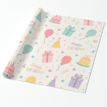 Papel de embrulho colorido para festa de aniversár