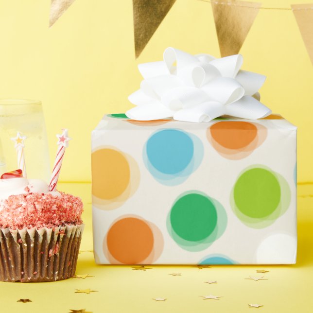 Papel de embrulho colorido retrô com bolinhas fofa (Festa de aniversário)