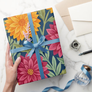 Papel de embrulho com aguarela abstrata de dália e