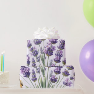 Papel de embrulho com aguarela floral de lavanda