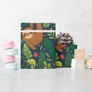 Papel de embrulho com animais da floresta tropical